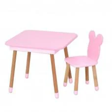 Столик зі стільцем "Ведмедик" 08-025R-BOX з ящиком, рожевий