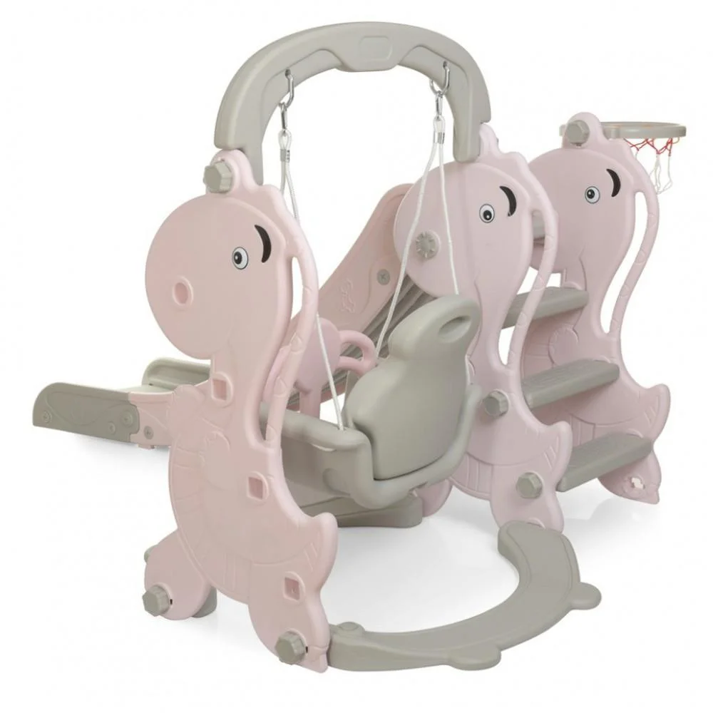 Дитяча гірка-гойдалка YG2020-2-8 пластик, з баскетбольним кільцем