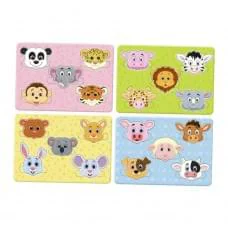 Дерев'яний пазл-вкладиш "Веселі мордочки" Ubumblebees (ПСД029) PSD029 дорожній варіант