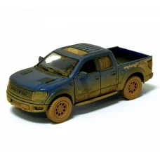 Детская модель машинки пикап Ford F-150 SVT Raptor-Supercrew Muddy Kinsmart KT5365WY инерционная, 1:46 Blue