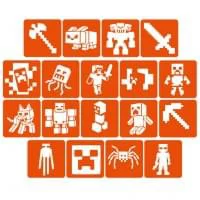 Набір трафаретів для біо-тату "Minecraft" Minecraft-5x5-18, 18 трафаретів