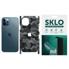 Защитная гидрогелевая пленка SKLO Back (тыл+грани+лого) Camo для Apple iPhone 12 (6.1") Серый / Army Gray