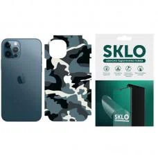 Захисна плівка SKLO Back (тил+грани без углов+лого) Camo для Apple iPhone SE (2020) Блакитний / Army Blue