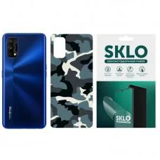 Защитная гидрогелевая пленка SKLO Back (тыл)Camo для Realme 3 Голубой / Army Blue