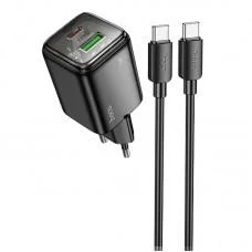 СЗУ Hoco N53 Monsoon PD30W+QC3.0 (1USB-A/1C) + кабель Type-C to Type-C