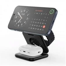 БЗП WIWU Wi-W035 Kevlar Mag Go 3 in 1 wireless charger Black