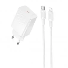 МЗП Borofone BAS75A Source PD30W (1USB-C) + кабель Type-C to Lightning White