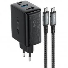 МЗП Acefast A17 PD65W GaN (1USB-A/1C/1HDMI) + кабель Type-C to Type-C Black