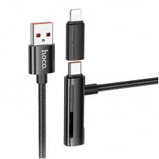 Дата кабель Hoco U135 Incredible 2in1 USB to Lightning/Type-C (1m) Black