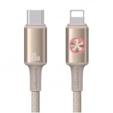 Дата кабель Usams US-SJ753 With Colorful Light Huan Ser. Type-C to Lightning 30W (1.2m)