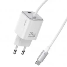 МЗП Usams US-CC261 GaN JC Ser. 20W (2USB-C) + кабель Type-C to Type-C White