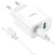 МЗП Hoco C80A Plus Rapido PD20W+QC3.0 (1USB-A/1C) + кабель Type-C to Lightning White