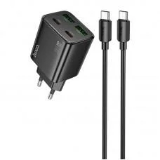 МЗП Hoco N56 Fundador PD30W four-port (2USB-A/2C) + кабель Type-C to Type-C Black