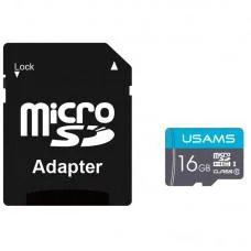 Карта пам'яті Usams US-ZB117 (TF High Speed Card) microSDHC Class 10 - 16GB (з адаптером) Blue