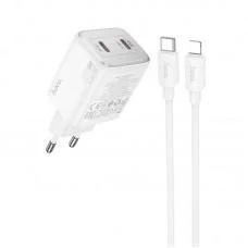 МЗП Hoco N42 Elogiado PD45W (2USB-C) + кабель Type-C to Lightning White