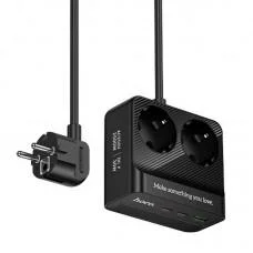 Подовжувач Hoco AC27 Descanso (PD30W/2C/1A/2xSocket) (2m) Black