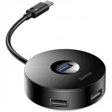 Перехідник HUB Baseus Round Box Type-C to USB 3.0 + 3USB 2.0 (CAHUB-G) Чорний