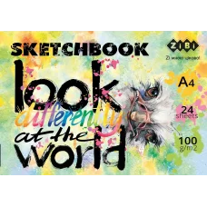 Скетчбук Art Line А4, 24 аркуші, клеєний, білий блок 100 г/м² (В асортименті)