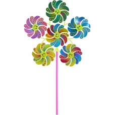 Вітрячок вертушка, діаметр 30 см, 6 квіток 10 см, паличка 30 см, фольга, 24x26x4 см