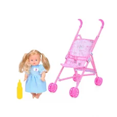 Коляска з лялькою, 37x23x50 см, лялька 31 см, (В асортименті)