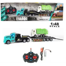 Трейлер із мусоровозом на радіокеруванні, 36 см, 1:48, USB, QH200-15 (В асортименті)