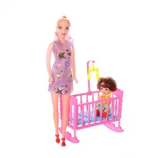 Лялька, 2 шт., ліжечко, 3 види, кул., 18-32-9 см /144/