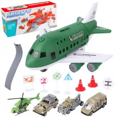 Літак-парковка ЗЕЛЕНИЙ, музичний чип, мелодії, наліпки, в кор. /36/